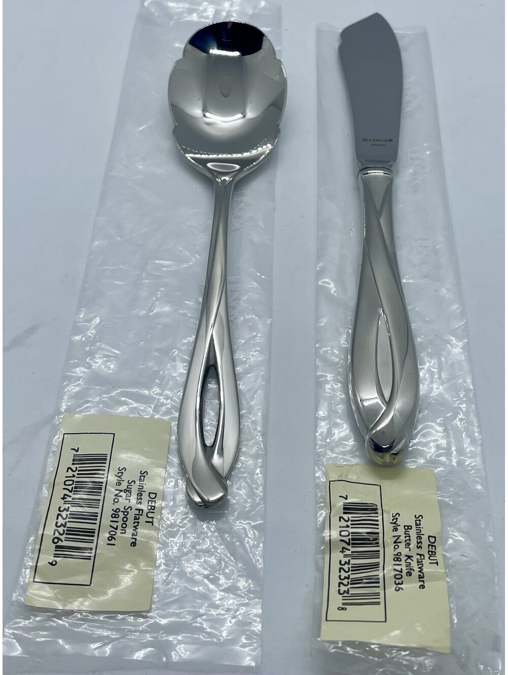 Lenox DEBUT 18/8 Japan Kirk Stieff Collection Sugar Shell Spoon & Butter Knife